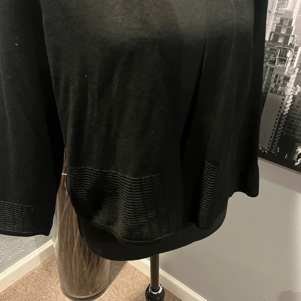 🍒NWT 89TH & MADISON BLACK BLACK 3/4 SLEEVE CARDIGAN SWEATER SIZE LARGE🍒
